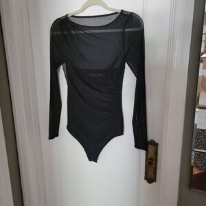 Abercrombie & Fitch Black Asymmetrical Fitted Bodysuit